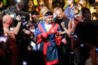 Manny Pacquiao, from the Philippines, arrives for his WBO welterweight title fight against Timothy Bradley, from Palm Springs, Calif., Saturday, June 9, 2012, in Las Vegas.