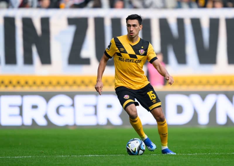 Dynamo's Claudio Kammerknecht in action during the German 3rd division soccer match between SG Dynamo Dresden and VfB Lubeck at Rudolf-Harbig-Stadion. Robert Michael/dpa