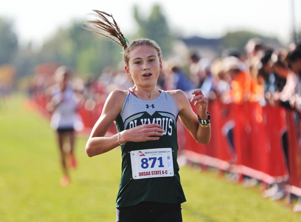 Action from the 5A girls cross-country state championship race at the Regional Athletic Complex in Rose Park on Tuesday, Oct. 24, 2023. | Jeffrey D. Allred, Deseret News