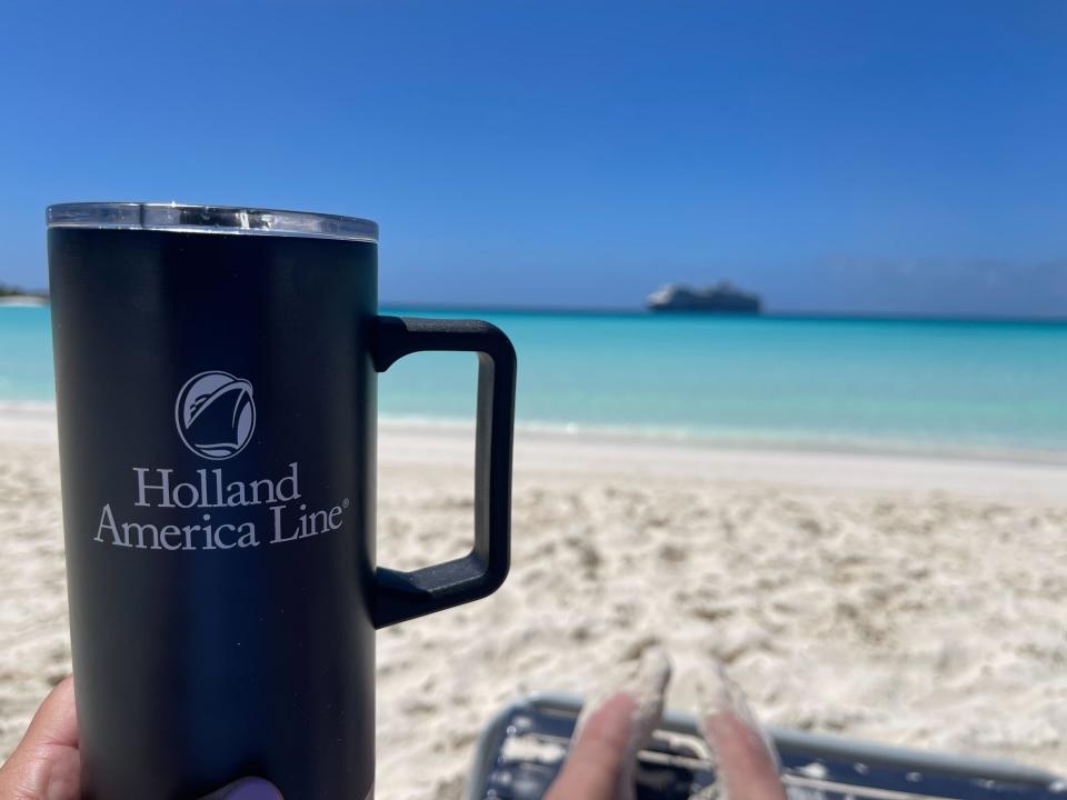 Is that soda in my cup ... or a piña colada? I'll never tell, but both were included in my cruise drink package. (Photo: Carly Caramanna)