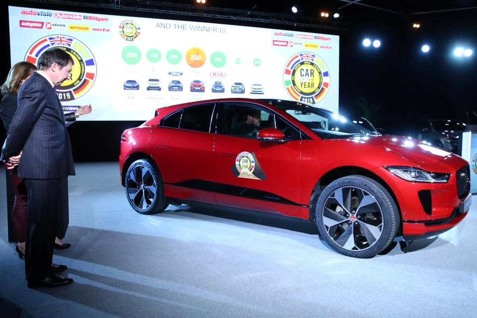 Stealing a march on European rivals: Jaguar I-Pace displayed at the 89th Geneva International Motor Show in Switzerland. Photo: Reuters/Denis Balibouse