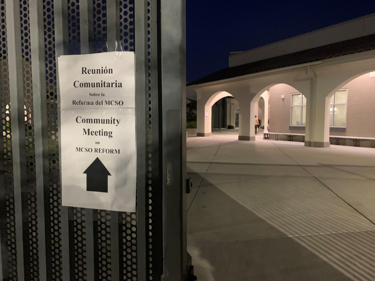 The monitor team appointed by a federal judge to oversee reforms at the Maricopa County Sheriff's Office to root out racial profiling held a community meeting Oct. 19, 2023, at Frank Elementary School in Guadalupe.