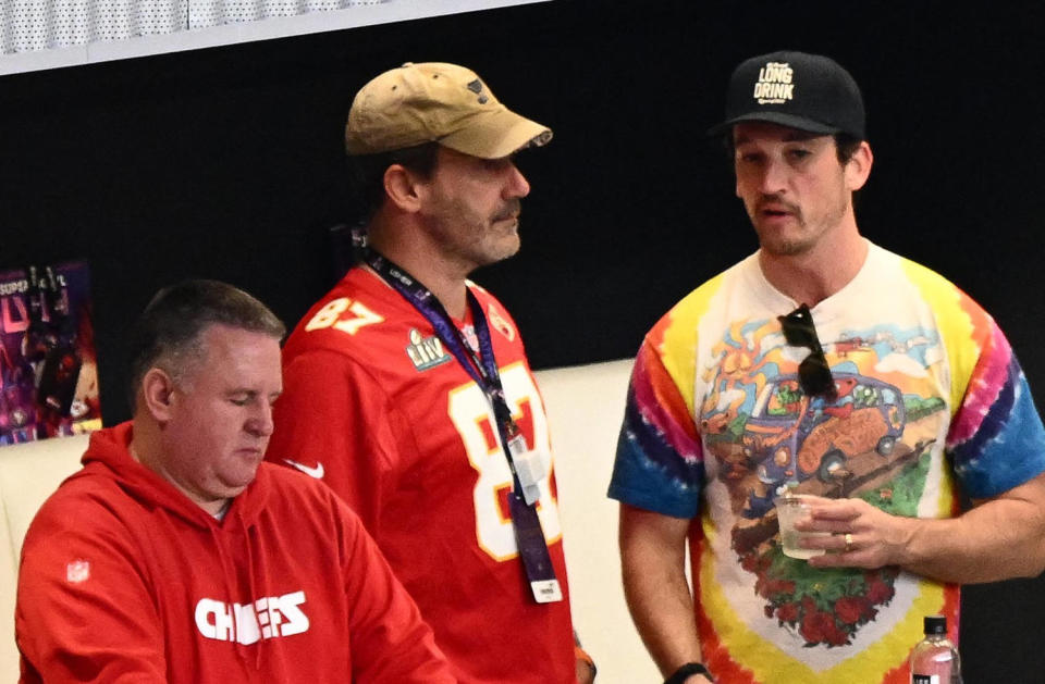 Jon Hamm and Miles Teller  (Patrick T. Fallon / AFP - Getty Images)