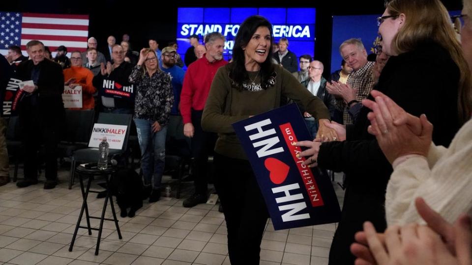 Republican presidential candidate, former ambassador to the United Nations Nikki Haley during a campaign stop Monday, March 27, 2023, in Dover, N.H.