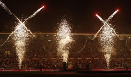 Britain Soccer Football - West Ham United v Manchester United - Barclays Premier League - Upton Park - 10/5/16 General view during the 'Farewell Boleyn' display after the match Reuters / Eddie Keogh/ Livepic