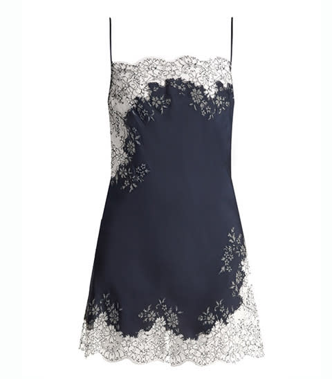 <p><strong>Carine Gilson</strong> dress, $1,028, matchesfashion.com</p><p><a rel="nofollow noopener" href="https://www.matchesfashion.com/us/products/CARINE-GILSON-Lace-trimmed-silk-satin-cami-dress-1164939" target="_blank" data-ylk="slk:BUY NOW;elm:context_link;itc:0;sec:content-canvas" class="link ">BUY NOW</a><br></p>