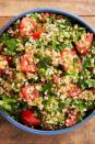 <p>This Lebanese (or Syrian, depending who you ask 😉) salad is sure to improve whatever it's paired with. Bright, fresh herbs get friendly with sweet tomatoes and a sharp lemon dressing to create the salad equivalent of a breath of fresh air.</p><p>Get the <a href="http://www.delish.com/uk/cooking/recipes/a29843514/classic-tabouli-salad/" rel="nofollow noopener" target="_blank" data-ylk="slk:Tabbouleh Salad;elm:context_link;itc:0;sec:content-canvas" class="link ">Tabbouleh Salad</a> recipe.</p>