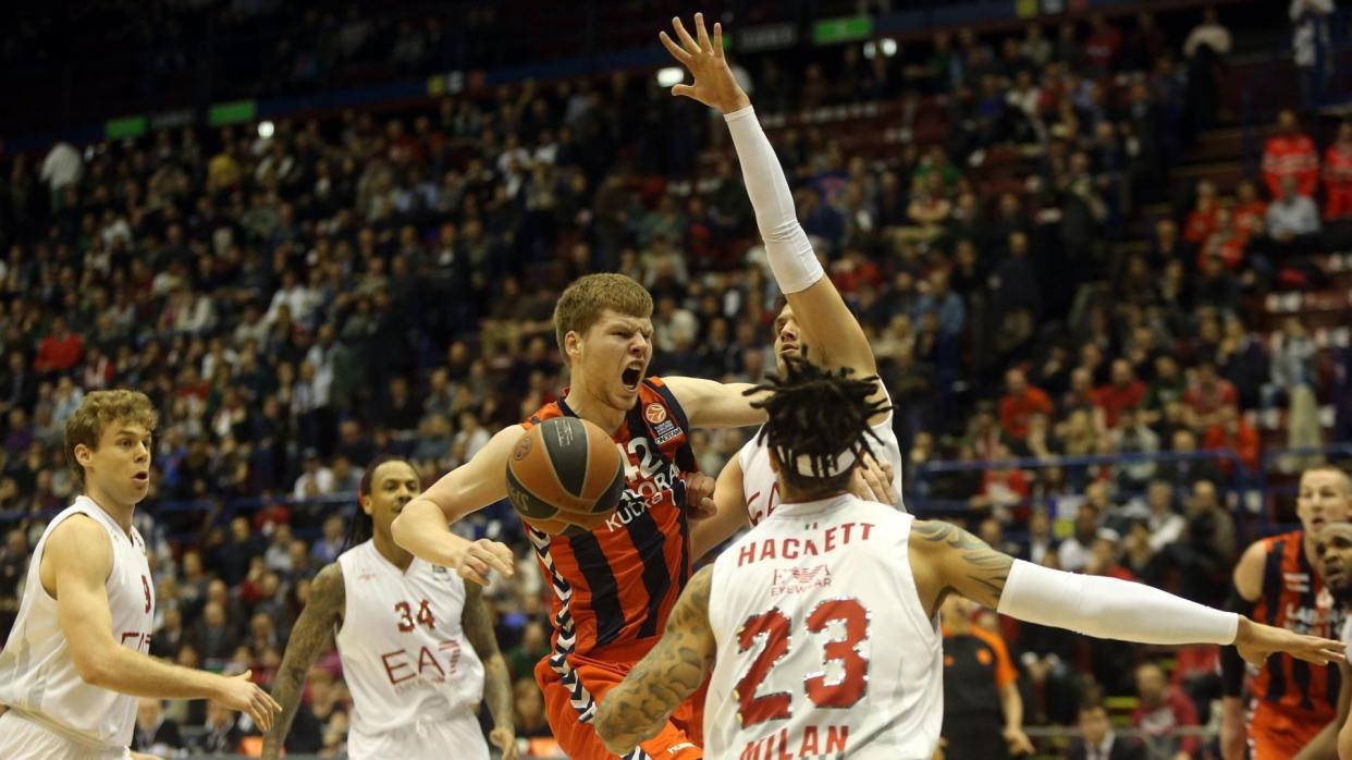 Mandatory Credit: Photo by Matteo Bazzi/EPA/Shutterstock (8420387i)Laboral Kutxa Vitoria Forward Davis Bertans in Action During the Euroleague Group F Basketball Match Ea7 Emporio Armani Milan Vs Laboral Kutxa Vitoria Assago Forum Milan Italy 26 March 2015Ea7 Emporio Armani Vs Laboral Kutxa Vitor - Mar 2015.