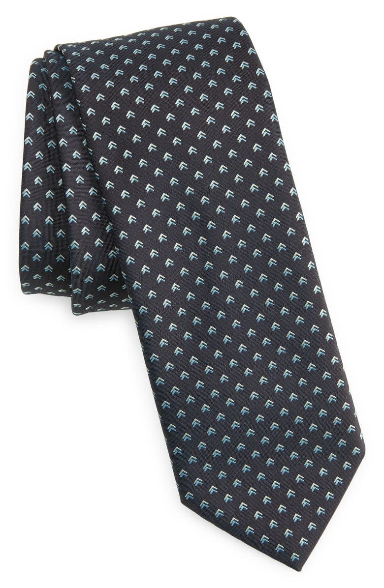 Hugo Boss Neat Skinny Recycled Polyester Tie. Image via Nordstrom.