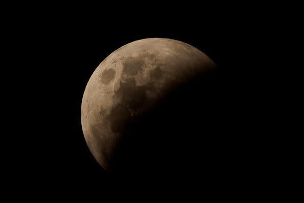 A lunar eclipse is seen in Sydney on November 8, 2022, in Sydney, Australia.