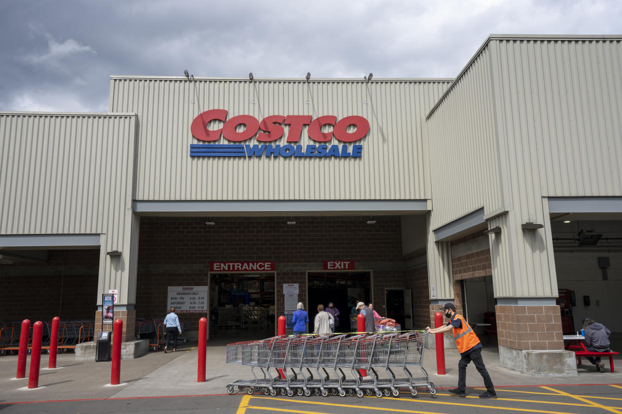 Clackamas, OR, USA - Jun 8, 2021: The entrance to the Costco Wholesale Store in Clackamas, Oregon.