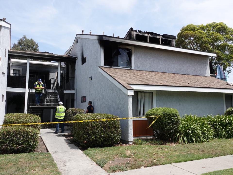 A fatal fire at an Oxnard condominium on Longfellow Way displaced about 17 residents Wednesday, officials said.