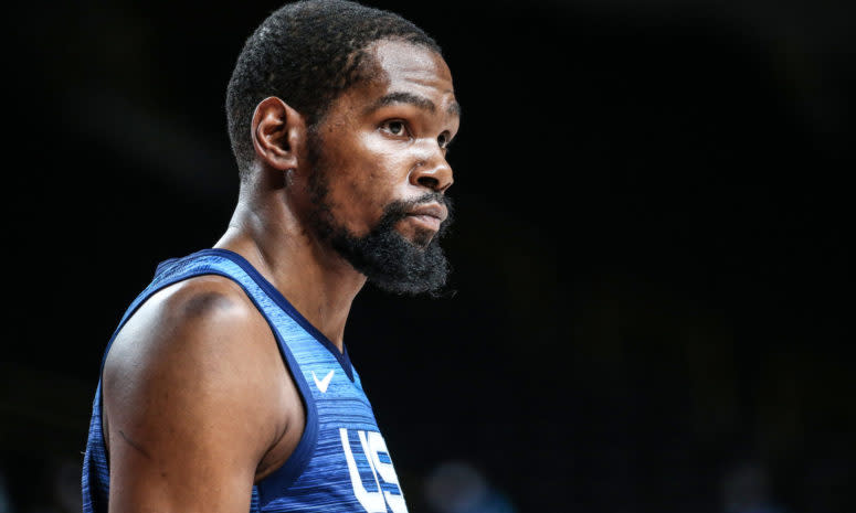 Kevin Durant playing for Team USA in Tokyo.