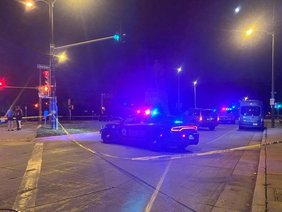 A shooting that killed a 17-year-old boy drew a heavy police presence near Washington Park, at North Sherman Boulevard and West Lloyd Street, in Milwaukee on Wednesday.