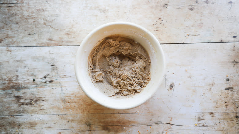 Finished Lebkuchen dough in bowl