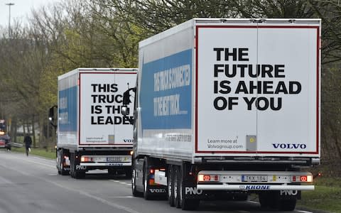 Semi-automated trucks travel from Sweden to Belgium - Credit: AFP