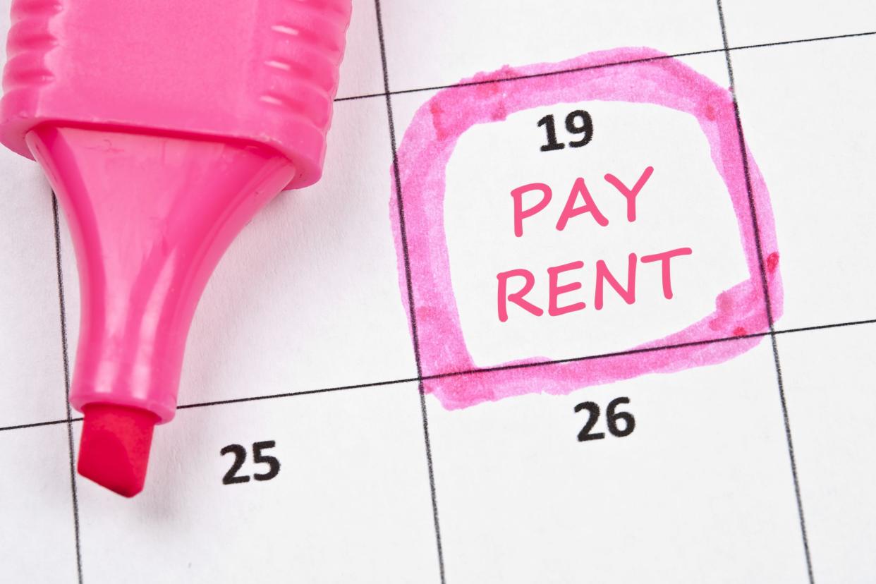 calendar mark with 'Pay Rent' on the 19th
