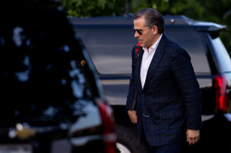 Hunter Biden arrives at Fort Lesley J. McNair in Washington on June 25. File Photo by Julia Nikhinson/UPI