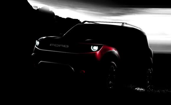 A shadowed outline of Ford's yet-to-be-named small off-road utility vehicle