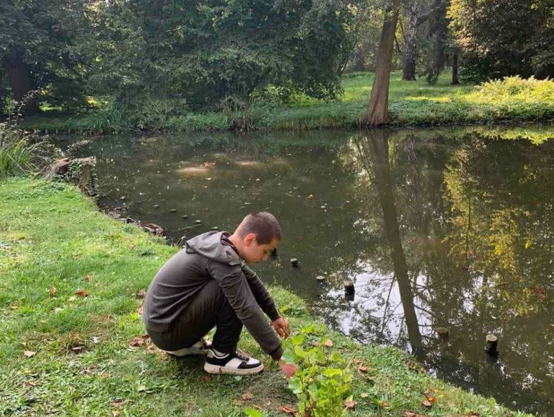 Sasha near his grandmother's home.