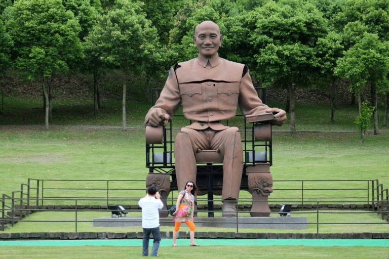 Chinese tourists visiting the late nationalist leader Chiang Kai-shek park in northern Taoyuan