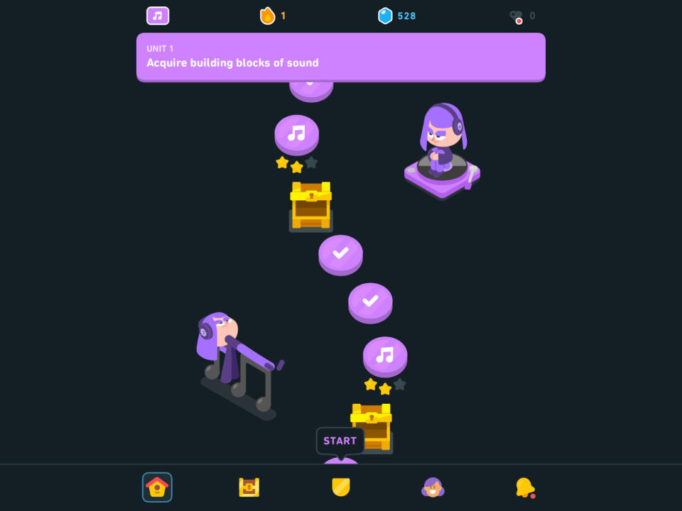 Duolingo music interface.