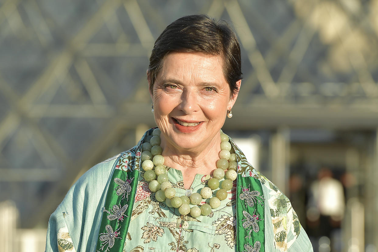 PARIS, FRANCE - SEPTEMBER 26: Isabella Rossellini attends the Lancome X Louvre photocall as part of Paris Fashion Week  on September 26, 2023 in Paris, France. (Photo by Dominique Charriau/WireImage)