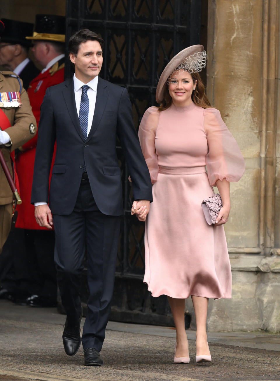 LONDON, ENGLAND - MAY 06: Justin Trudeau and Sophie Grégoire Trudeau arrive at Westminster Abbey for the Coronation of King Charles III and Queen Camilla on May 06, 2023 in London, England. The Coronation of Charles III and his wife, Camilla, as King and Queen of the United Kingdom of Great Britain and Northern Ireland, and the other Commonwealth realms takes place at Westminster Abbey today. Charles acceded to the throne on 8 September 2022, upon the death of his mother, Elizabeth II. (Photo by Karwai Tang/WireImage)