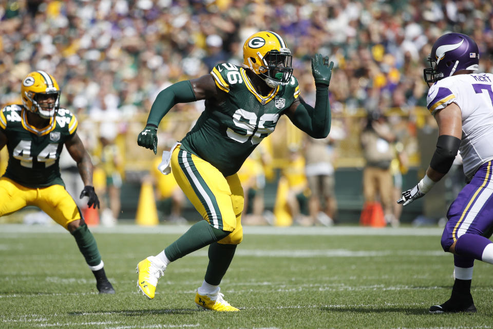 GREEN BAY, WI - SEPTEMBER 16: Muhammad Wilkerson #96 of the Green Bay Packers in action during the game against the Minnesota Vikings at Lambeau Field on September 16, 2018 in Green Bay, Wisconsin. The game ended in a 29-29 tie. (Photo by Joe Robbins/Getty Images)