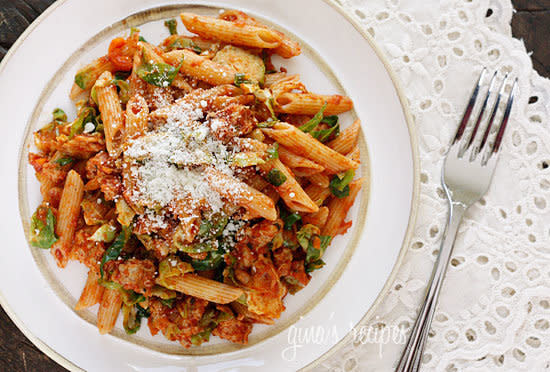 <strong>Get the <a href="http://www.skinnytaste.com/2011/09/autumn-penne-pasta-with-sauteed.html" target="_blank">Autumn Penne Pasta with Sautéed Brussels Sprouts In A Light Ragu recipe</a> by Skinny Taste</strong>