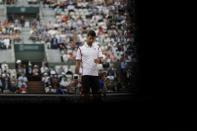 Djokovic reacts. REUTERS/Gonzalo Fuentes