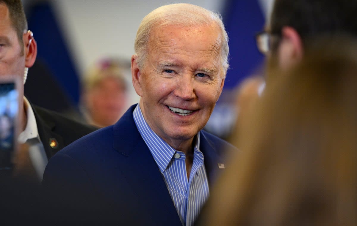 Joe Biden campaigning in Pittsburgh, Pennsylvania, on 17 April (Getty)