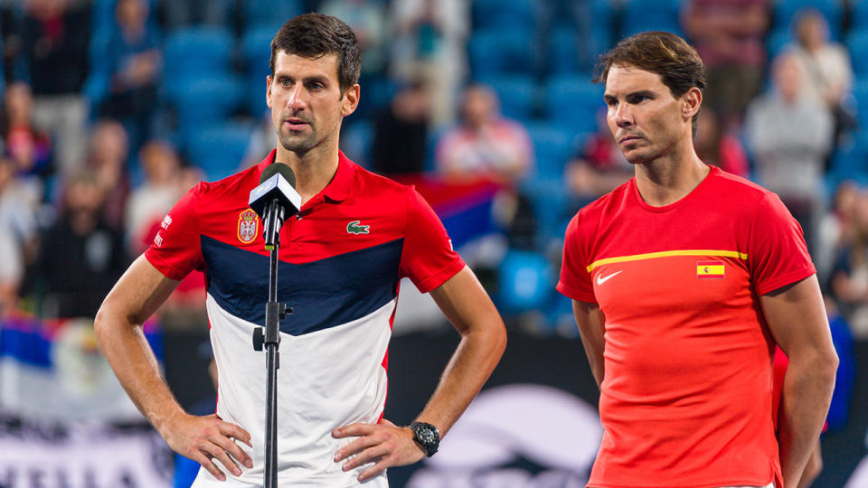 Novak Djokovic and Rafael Nadal, pictured here at the ATP Cup in January.