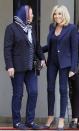 <p>Wearing head-to-toe navy while meeting with Latifa Ibn Ziaten. </p>