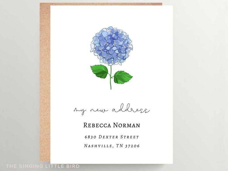 Hydrangea Moving Card