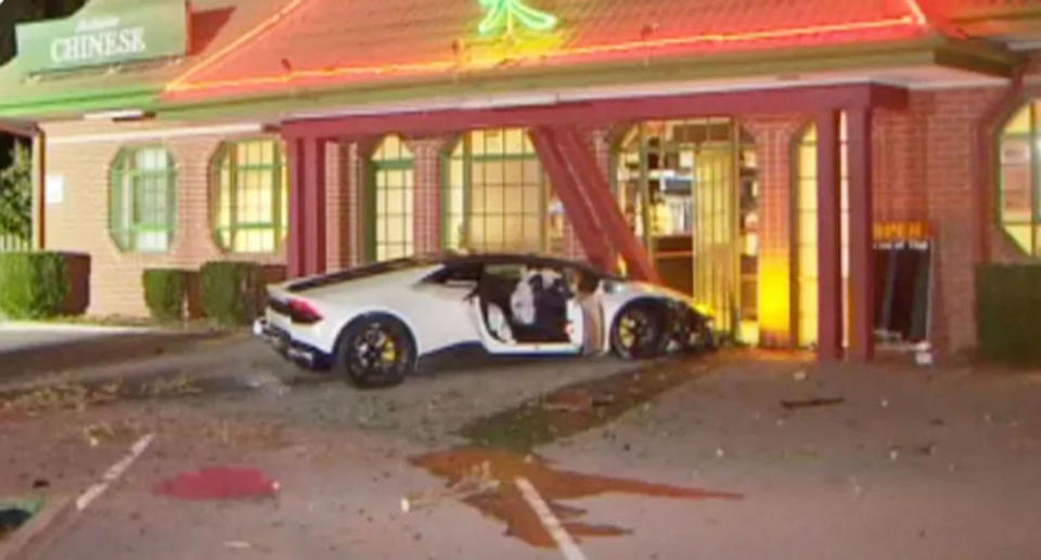 Lamborghini crashed into South Australian Chinese restaurant. 