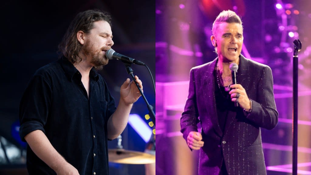 Boy & Bear's Dave Hosking (Credit: Matt Jelonek/Getty Images) and Robbie Williams (Credit: Andreas Rentz/Getty Images)