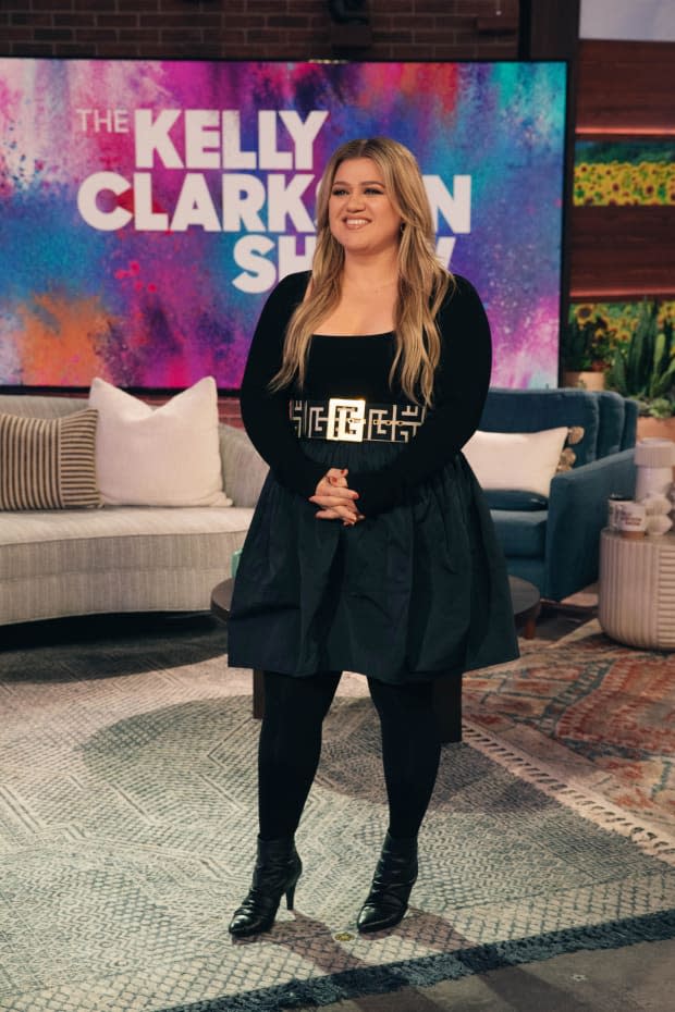 Kelly Clarkson on the set of her talk show "The Kelly Clarkson Show"<p><a href="https://www.gettyimages.com/detail/1243892374" rel="nofollow noopener" target="_blank" data-ylk="slk:NBC/Getty Images;elm:context_link;itc:0;sec:content-canvas" class="link ">NBC/Getty Images</a></p>