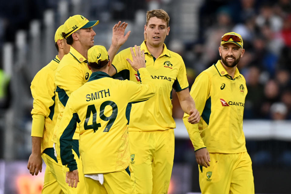 Cameron Green in action for Australia against England.