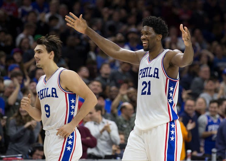 If Joel Embiid thinks you're the Rookie of the Year, raise your hands. Not so fast, Dario! (Getty Images)