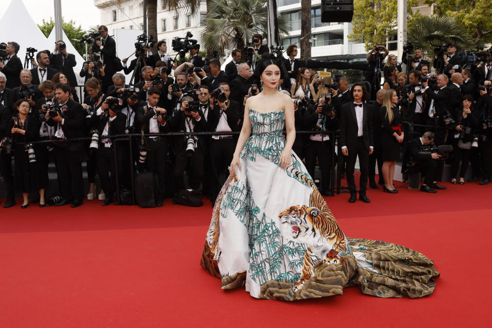 Fan Bingbing poses for photographers upon arrival at the opening ceremony and the premiere of the film 'Jeanne du Barry' at the 76th international film festival, Cannes, southern France, Tuesday, May 16, 2023. (Photo by Joel C Ryan/Invision/AP)