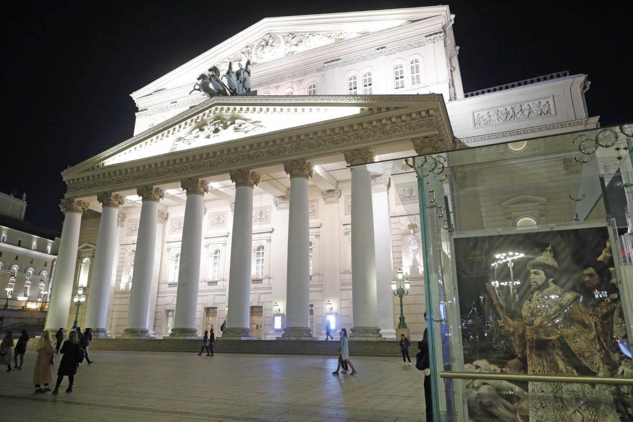 The building of Moscow's Bolshoi Theatre. On October 9, 2021, actor Yevgeny Kulesh was crushed to death by a prop during a performance of the Sadko opera by Nikolai Rimsky-Korsakov.