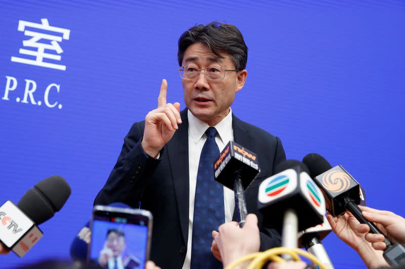 Gao Fu, director of China Center for Disease Control and Prevention addresses the media after a briefing in Beijing