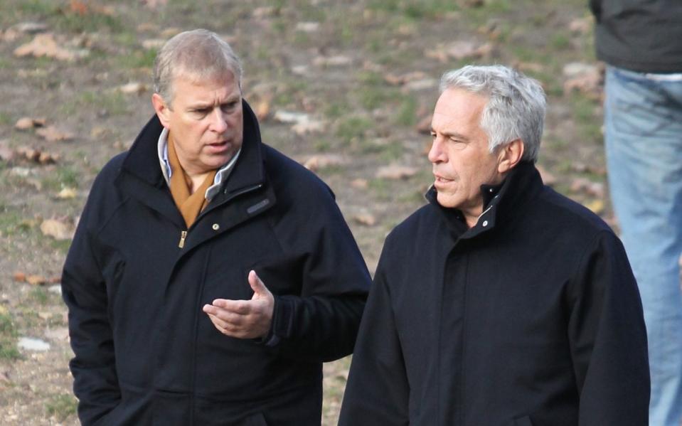 Prince Andrew leaves sex offender Jeffrey Epstein's home and go for a stroll together through New York's Central Park - Jae Donnelly