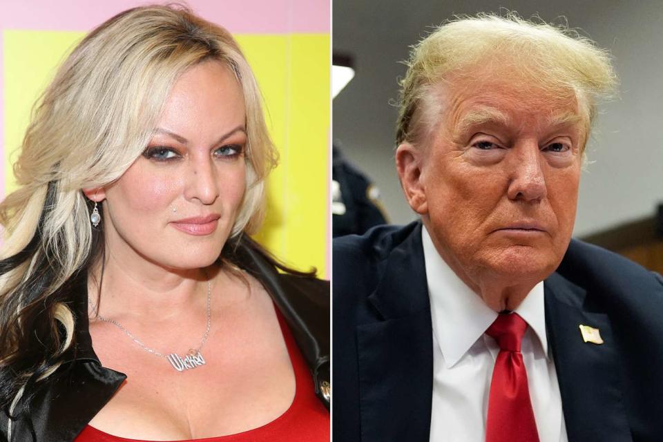 <p>Phillip Faraone/Getty; Julia Nikhinson/AP Photo/Bloomberg via Getty</p> Stormy Daniels and Donald Trump