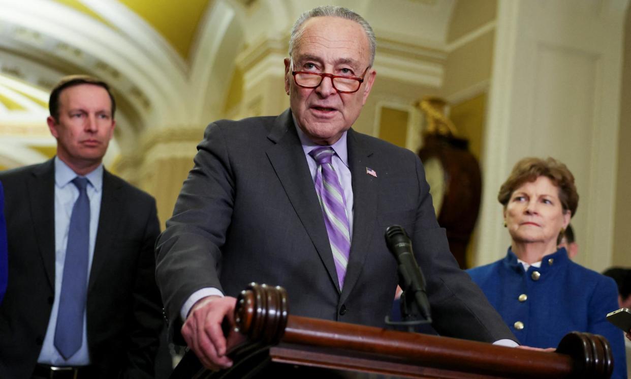 <span>Chuck Schumer at the US Capitol building in Washington on Tuesday.</span><span>Photograph: Amanda Andrade-Rhoades/Reuters</span>