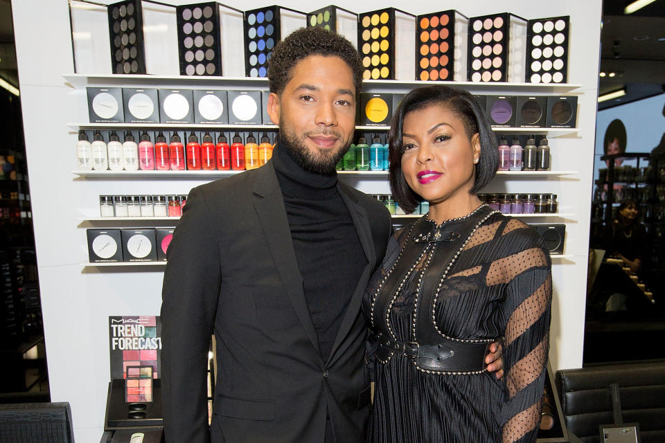 M.A.C. Viva Glam Spokespeople (R) Taraji P. Henson & (L) Jussie Smollett meet fans at M.A.C. Michigan Avenue Store in Chicago on February 13, 2017 in Chicago, Illinois. - Credit: Jeff Schear/Getty Images for M.A.C. Cosmetics