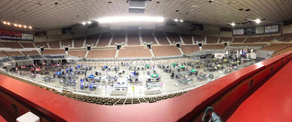 An election recount takes place at the Veterans Memorial Coliseum in Phoenix on May 1.