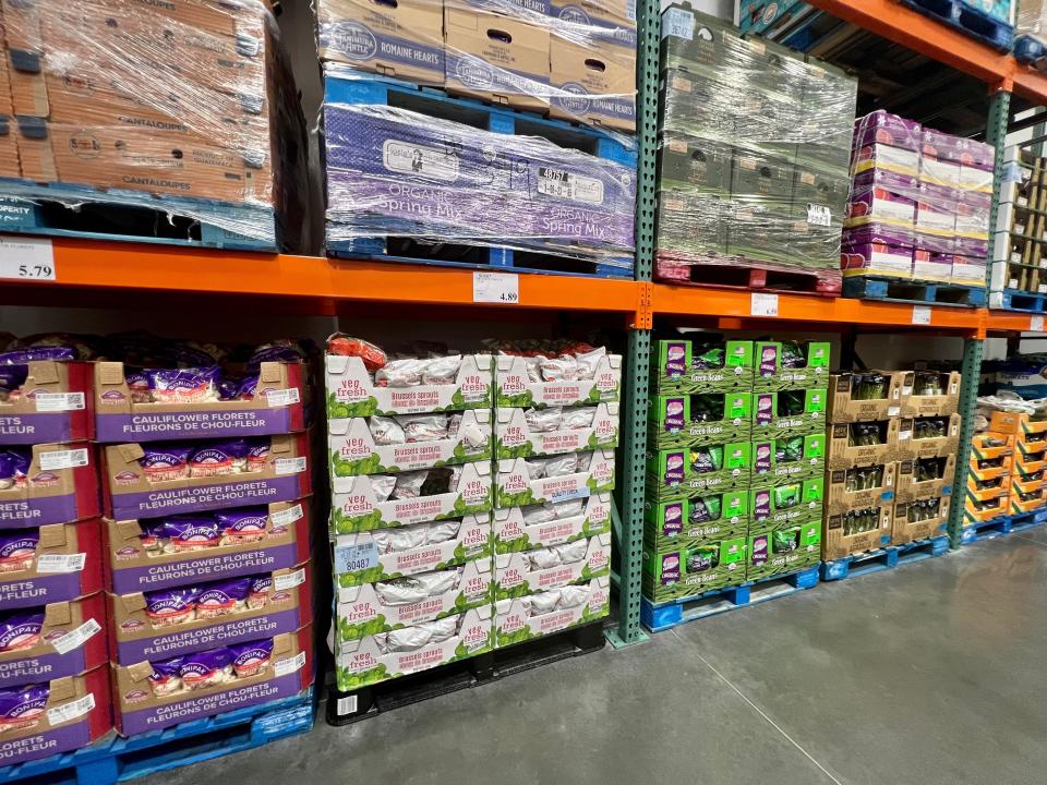 Fresh produce on shelves at Costco