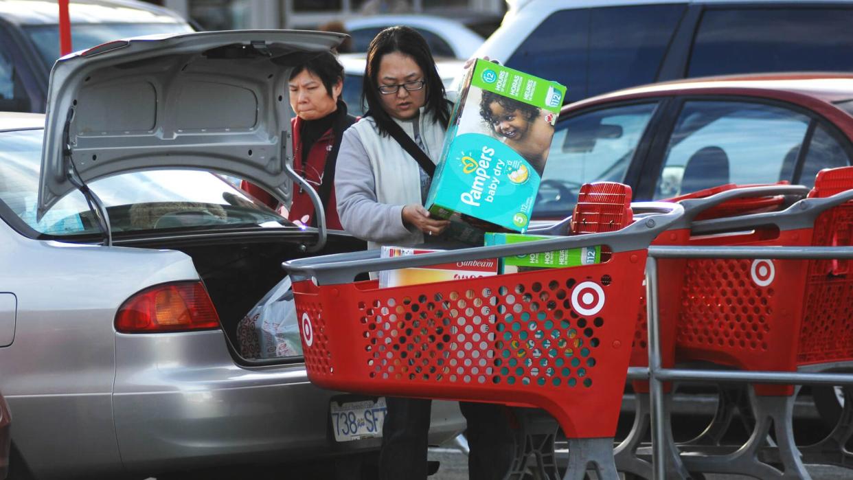 target customers shop for diapers